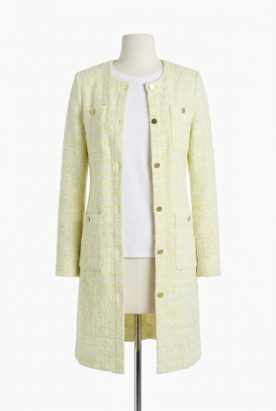 NEW NIC + ZOE tilia textured knit statement jacket in pistachio green and cream